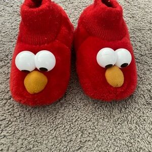 Kids ELMO Red Plush Slippers with Cartoon Eyes